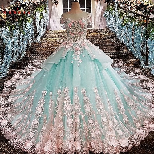 لباس عروس پرنسسی رنگی