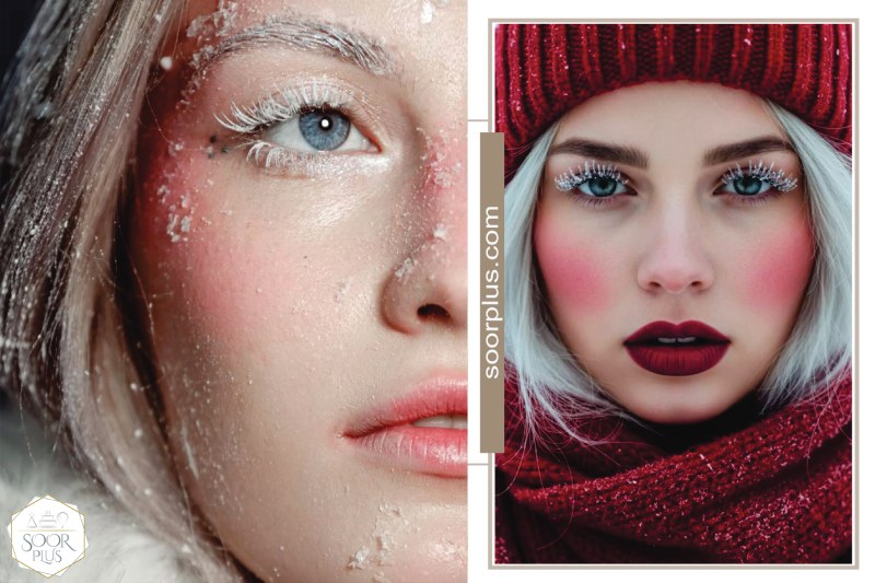 آرایش گونه میکاپ زمستانی