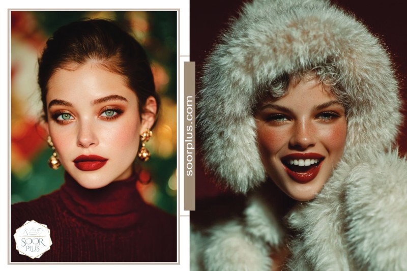 آرایش لب میکاپ زمستانی